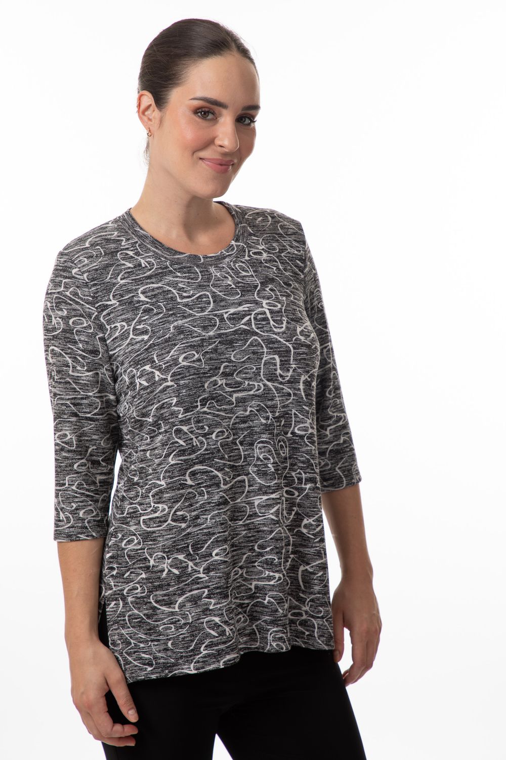 8568 Soft round neck print top