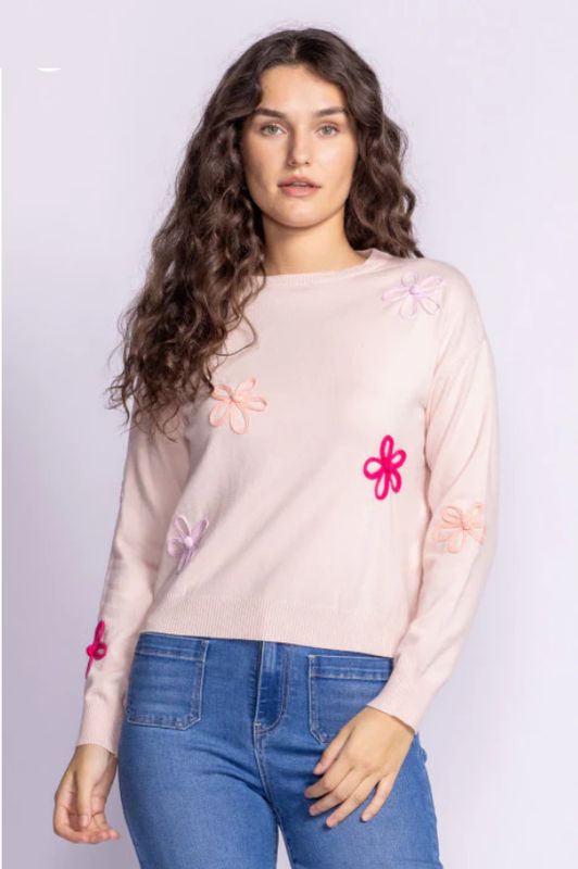 SW-2501 Long sleeve Evie sweater w/flowers