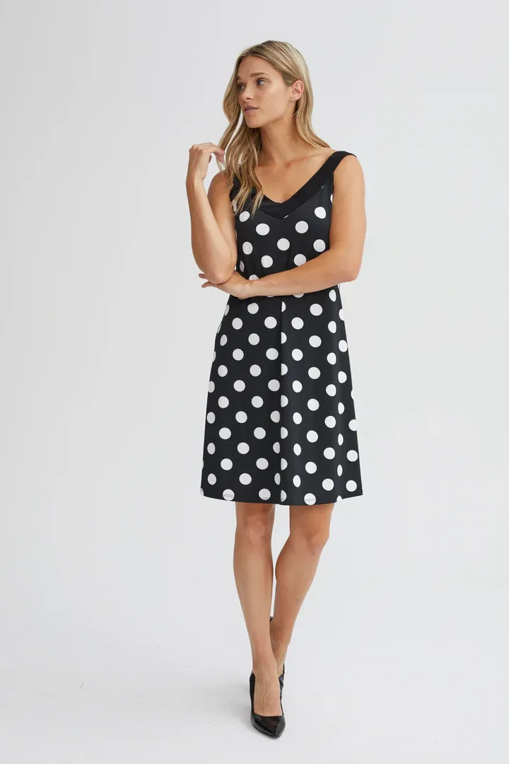 V39 Ladies sleeveless v-neck polkadot sundress