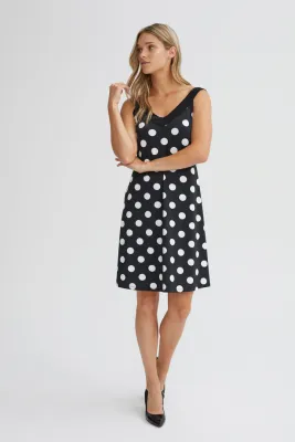 V39 Ladies sleeveless v-neck polkadot sundress