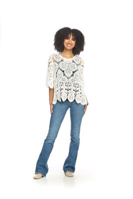 PT-16116 Ladies crochet 3/4 sleeve sweater