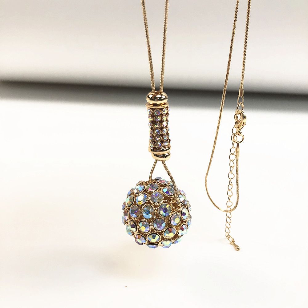 NL050-A9828G Disco ball like pendant necklace