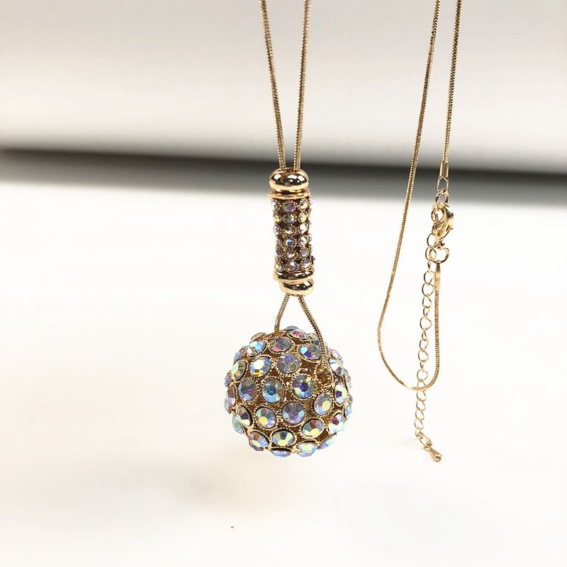 NL050-A9828G Disco ball like pendant necklace