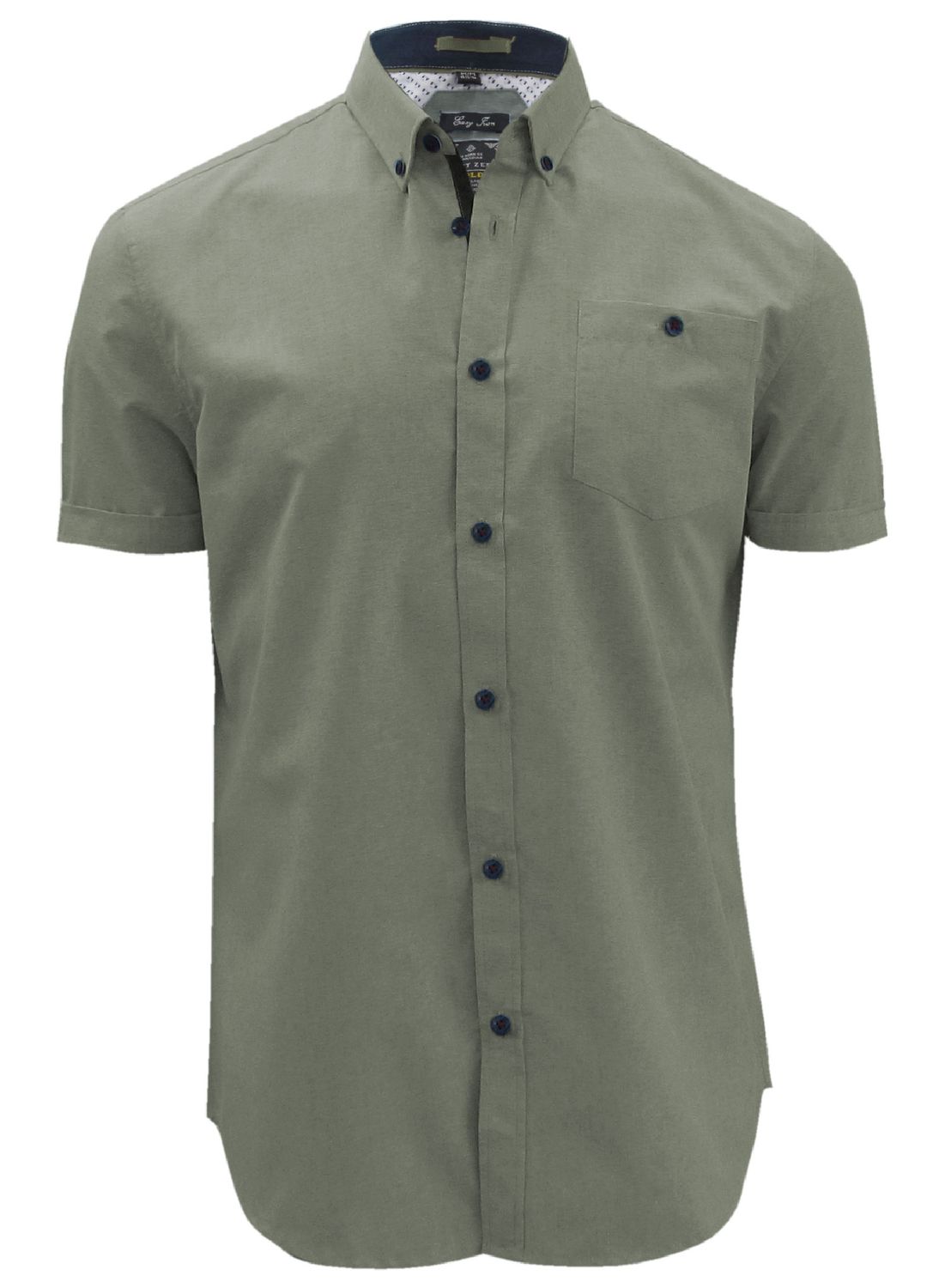 7464005 solid short sleeve button semi fit shirt