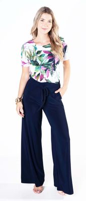 VC9250 Ladies wide leg pant w/belt and pockets