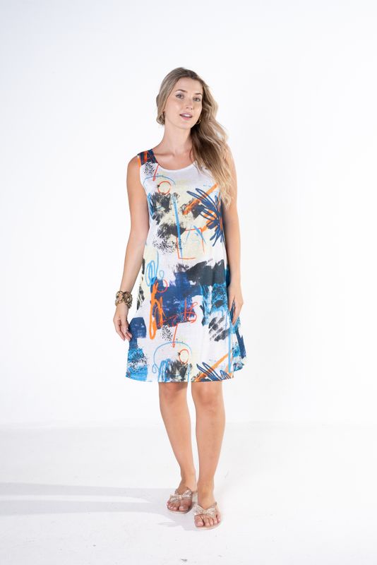 1015 sleeveless print dress