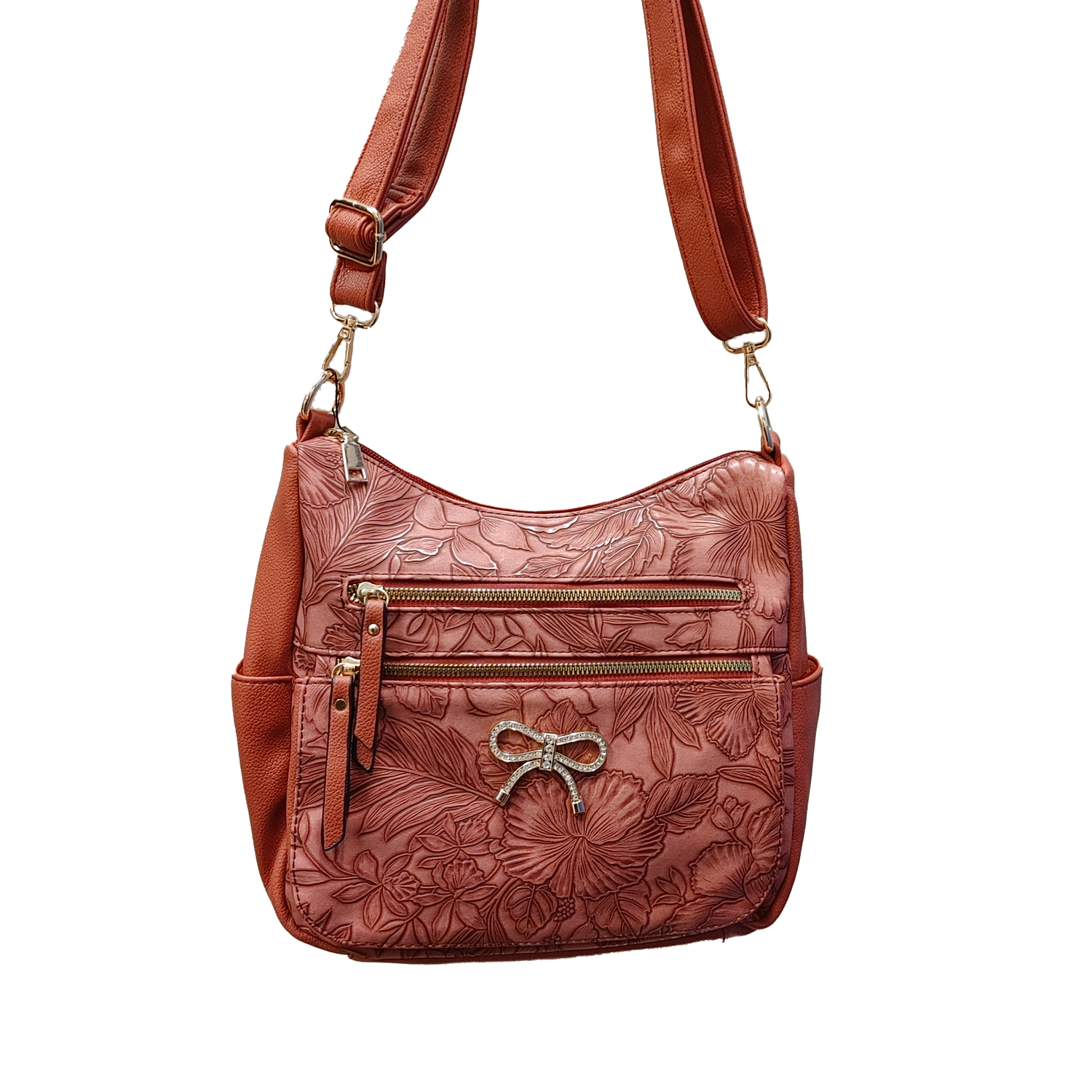 TO431-2 hobo style shoulder bag w/bow on front and extra strap