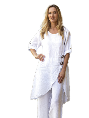 C5292 Long linen top w/front slit