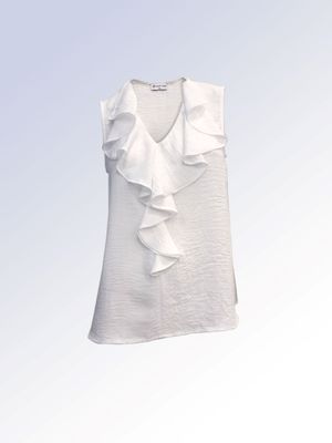 8464003 Sleeveless v-neck blouse w/ruffle