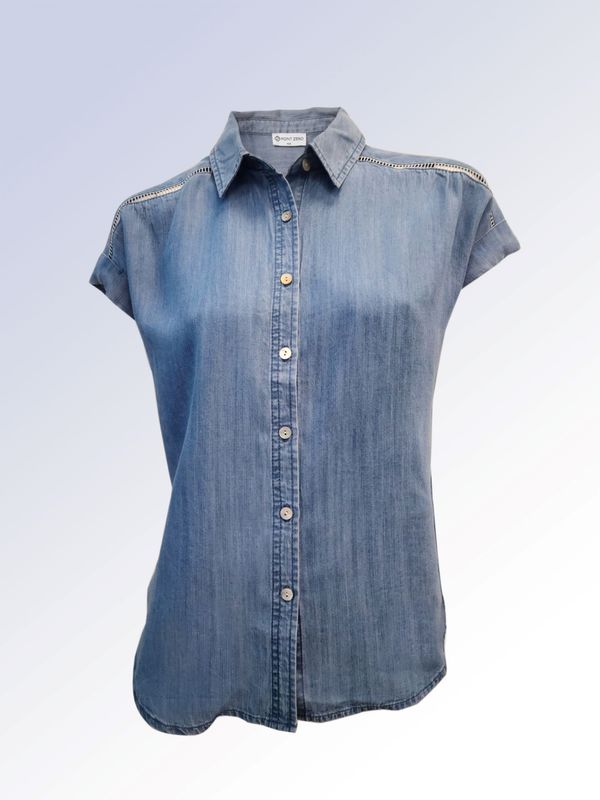 8464008 Cap sleeve soft denim shirt