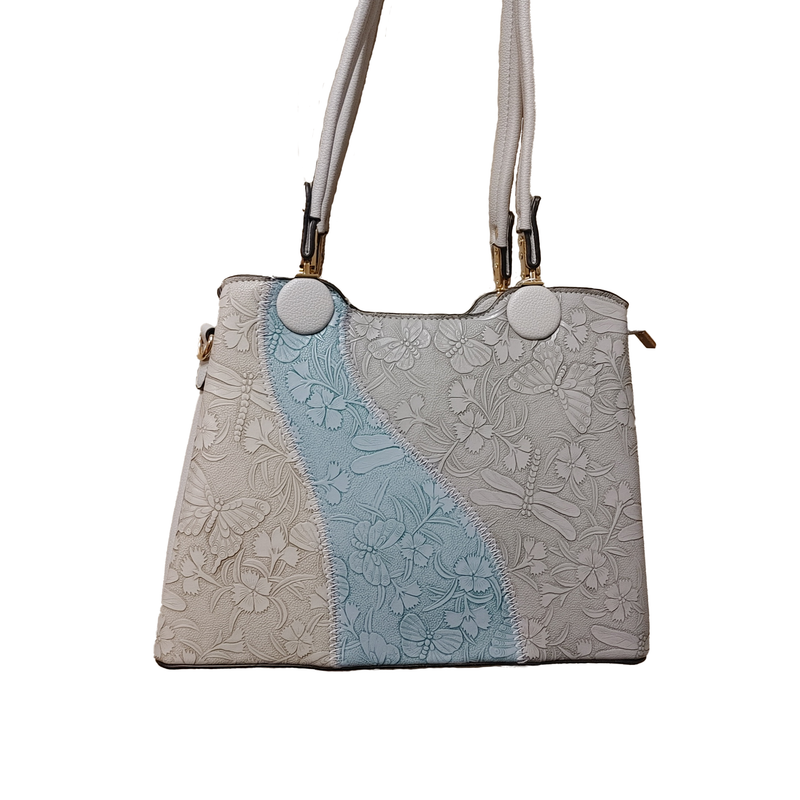 TO-1303A Top zip multi color tote w/3 compartments and extra strap
