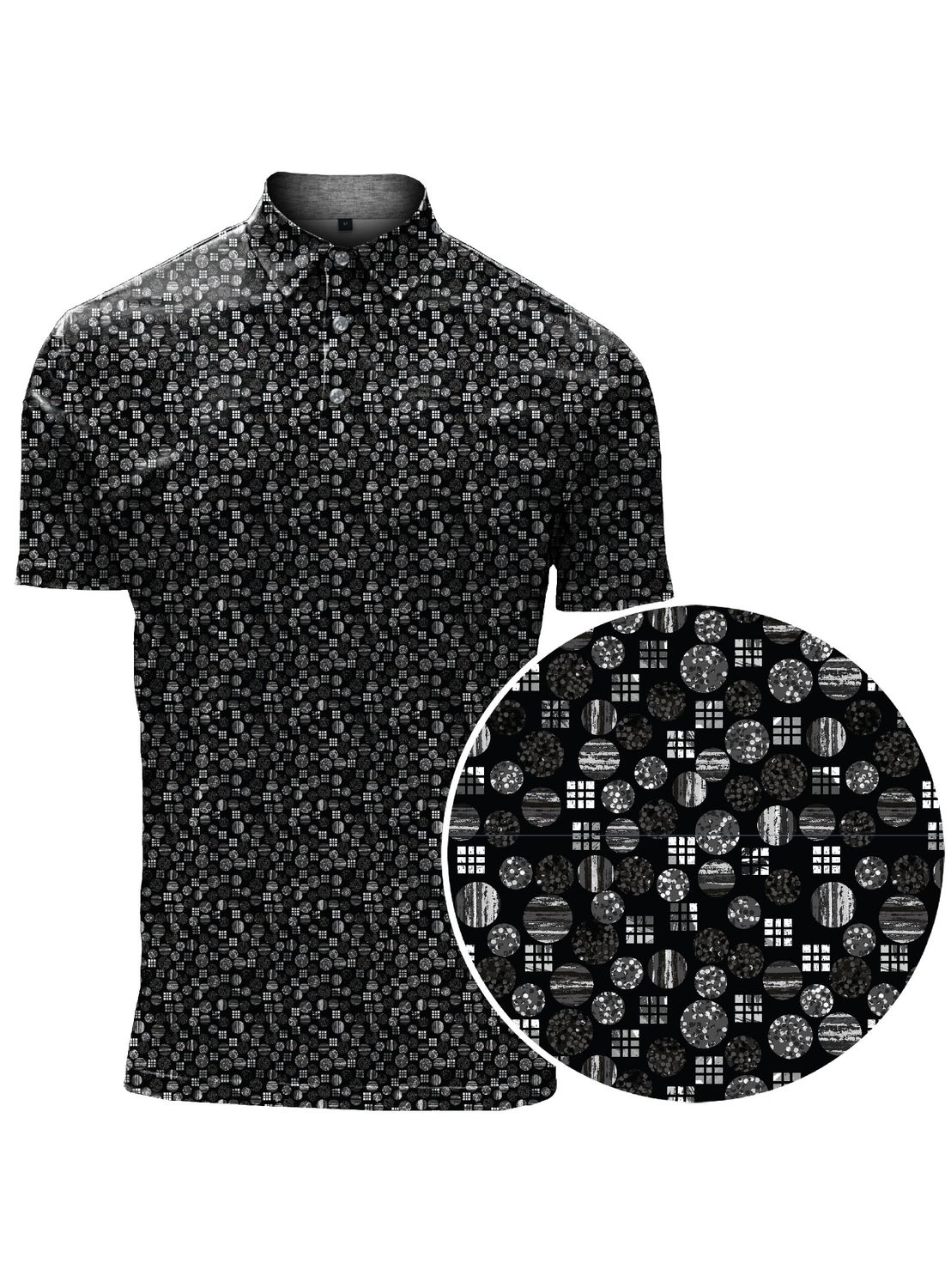 7461716 Men&#39;s short sleeve printed 4-way stretch button polo shirt