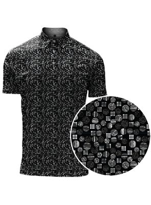 7461716 Men&#39;s short sleeve printed 4-way stretch button polo shirt