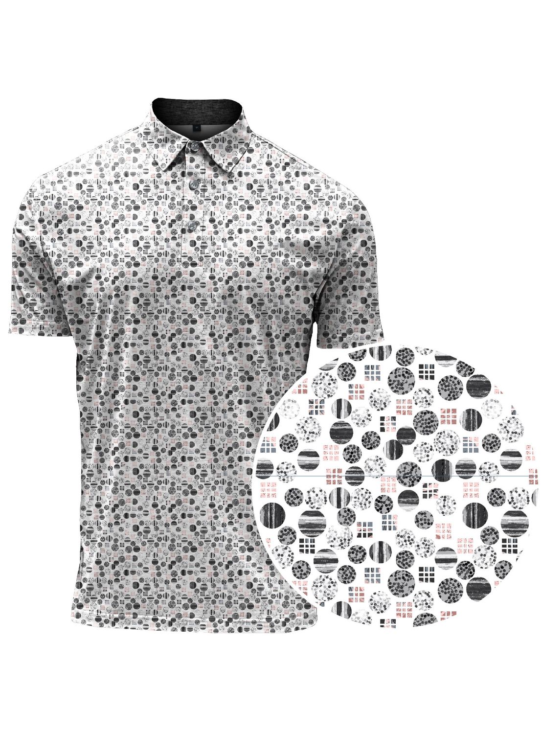 7461716 Men&#39;s short sleeve printed 4-way stretch button polo shirt