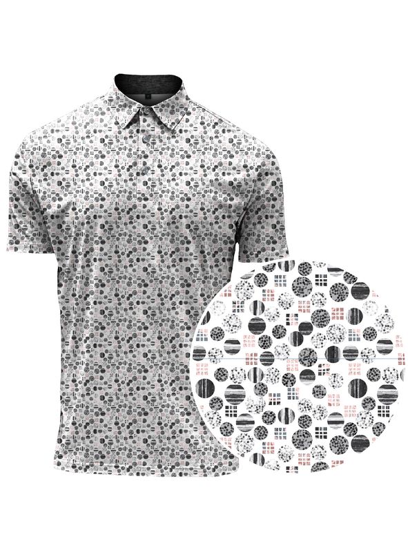 7461716 Men&#39;s short sleeve printed 4-way stretch button polo shirt