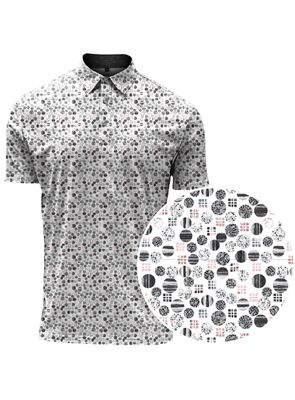 7461716 Men&#39;s short sleeve printed 4-way stretch button polo shirt