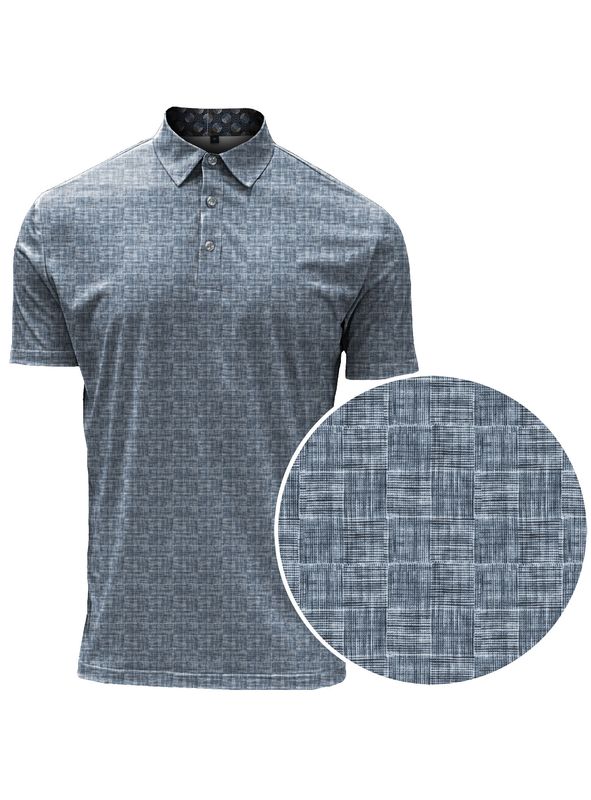7461714 Men&#39;s short sleeve printed 4-way stretch button polo shirt