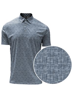 7461714 Men&#39;s short sleeve printed 4-way stretch button polo shirt