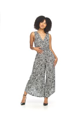 PP-18825-U sleeveless wrap top wide leg  jumper w/pockets