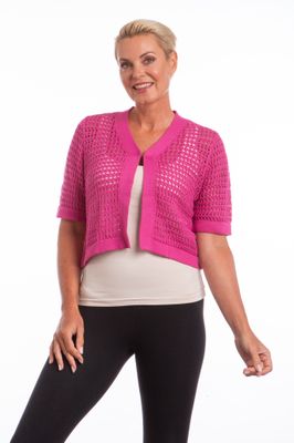23513 Ladies crop short sleeve bolero w/hook and eye closure
