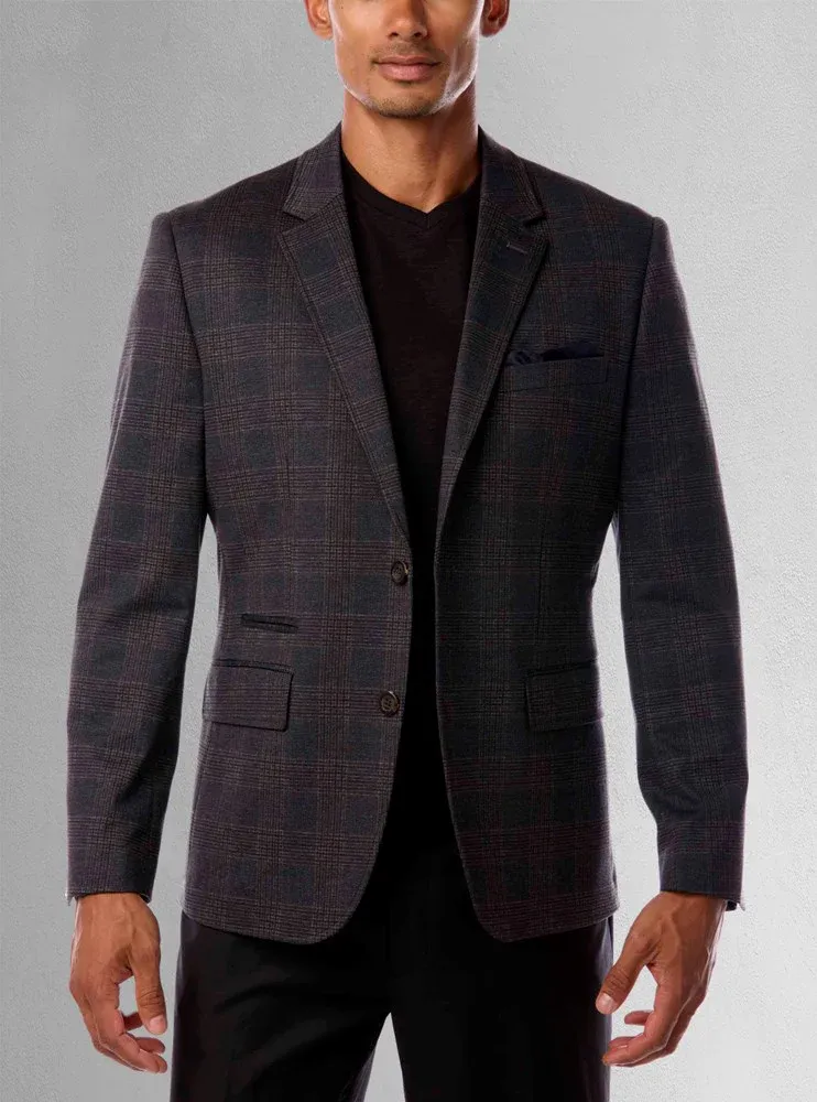 542203 Men&#39;s print button stretch blazer