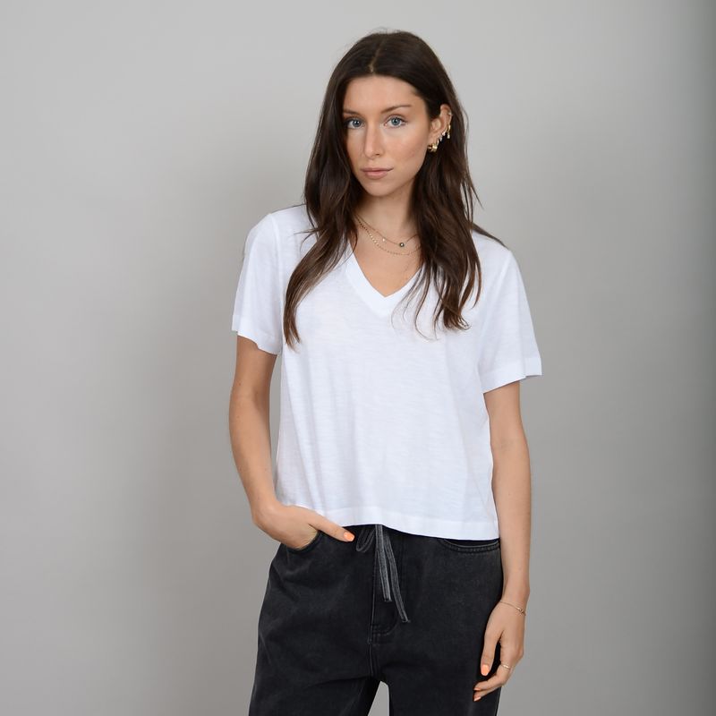 56T164S  Short sleeve 100% cotton V-neck t-shirt