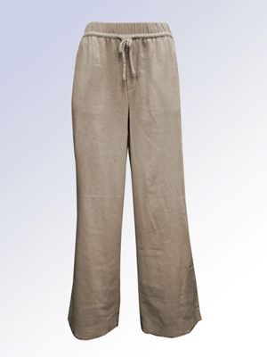 8466021 Draw string waist linen blend pant w/pockets