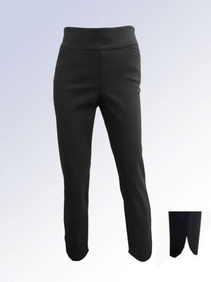 8466052 Pull on stretch crop pant w/pockets and ankle slit