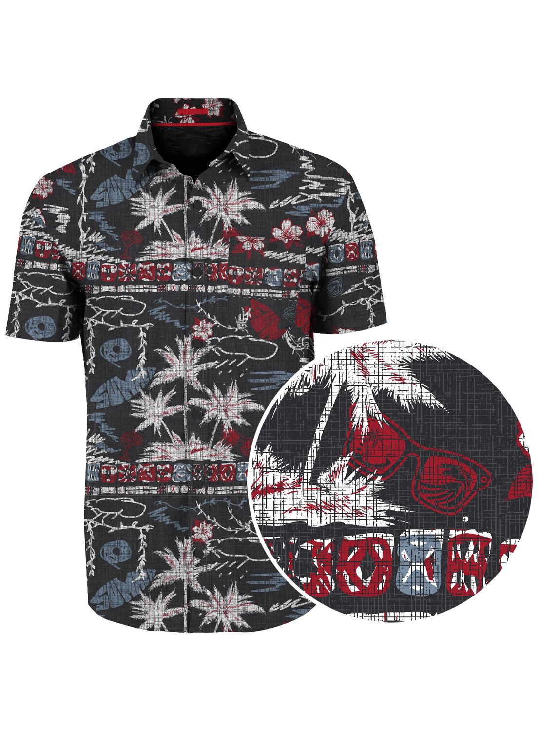 7464670 Men&#39;s traveller 4-way stretch print s/s button shirt