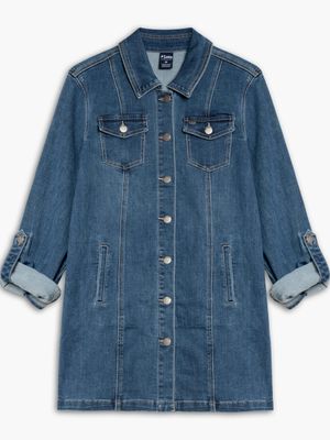 5760698600 Women&#39;s long denim jean jacket w/adjustable