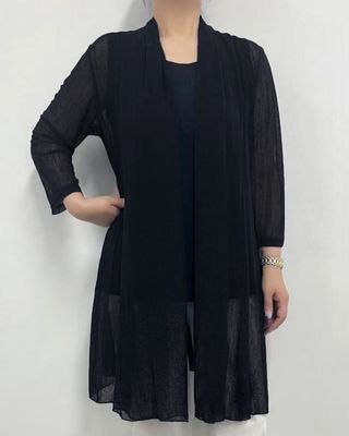 A303J long mesh 3/4 sleeve cardigan
