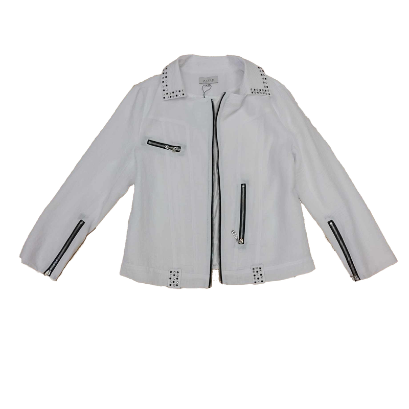 NL-61331 Ladies jacket w/front zipper detail and rhinestones