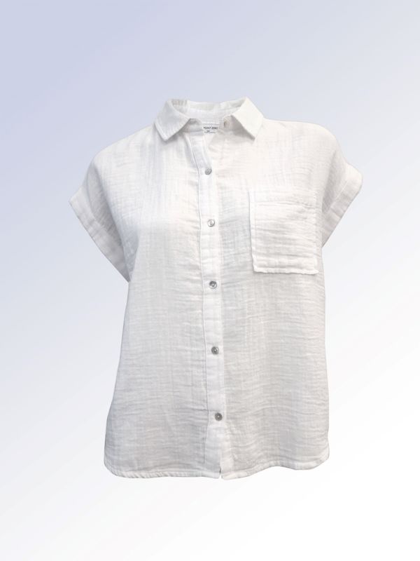 8464014 Cap sleeve button shirt w/front pocket