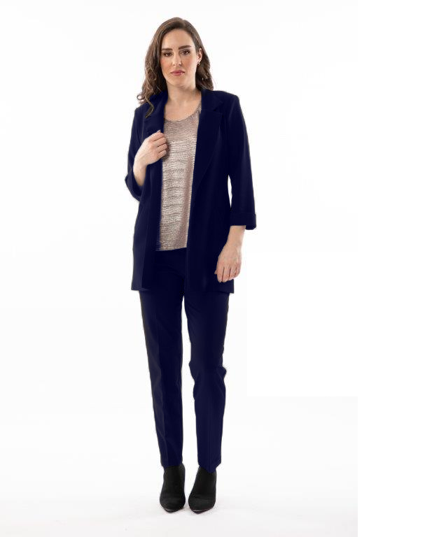 8335 ladies 3/4 sleeve long open blazer jacket