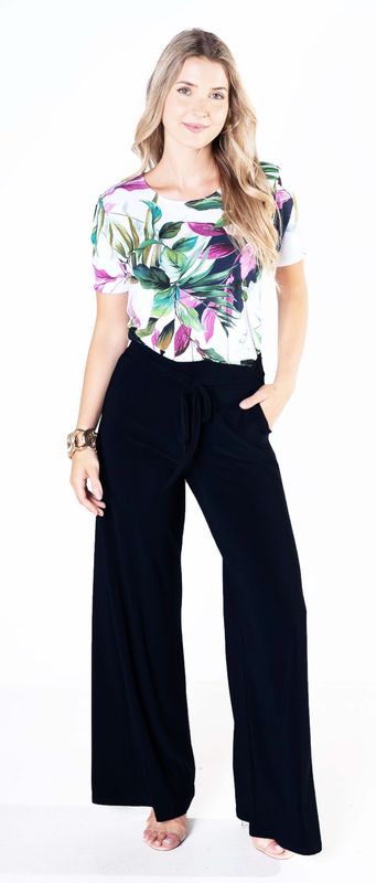 VC9250 Ladies wide leg pant w/belt and pockets