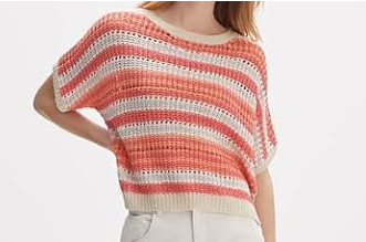 2237 Short sleeve dropped shoulder stripe sweater