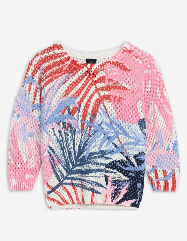 2240 Ladies 3/4 sleeve print sweater