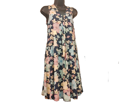 NL-83414 Ladies v-neck print dress w/pockets