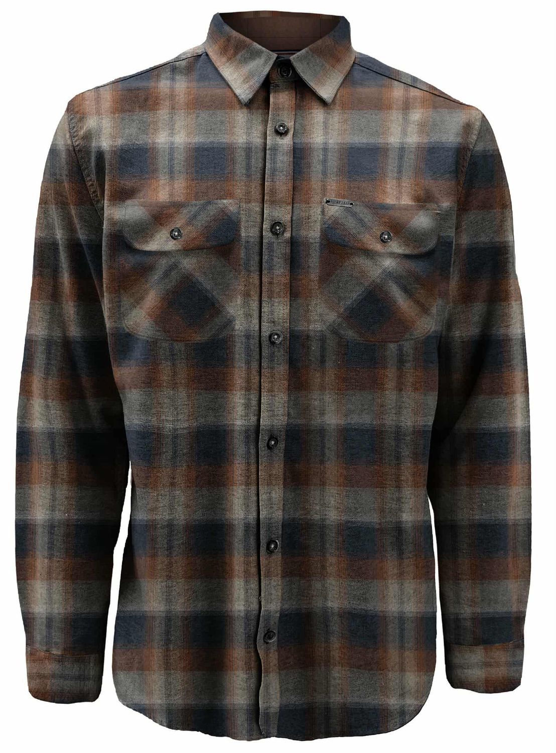 7564528  Checkered cotton blend long sleeve button shirt