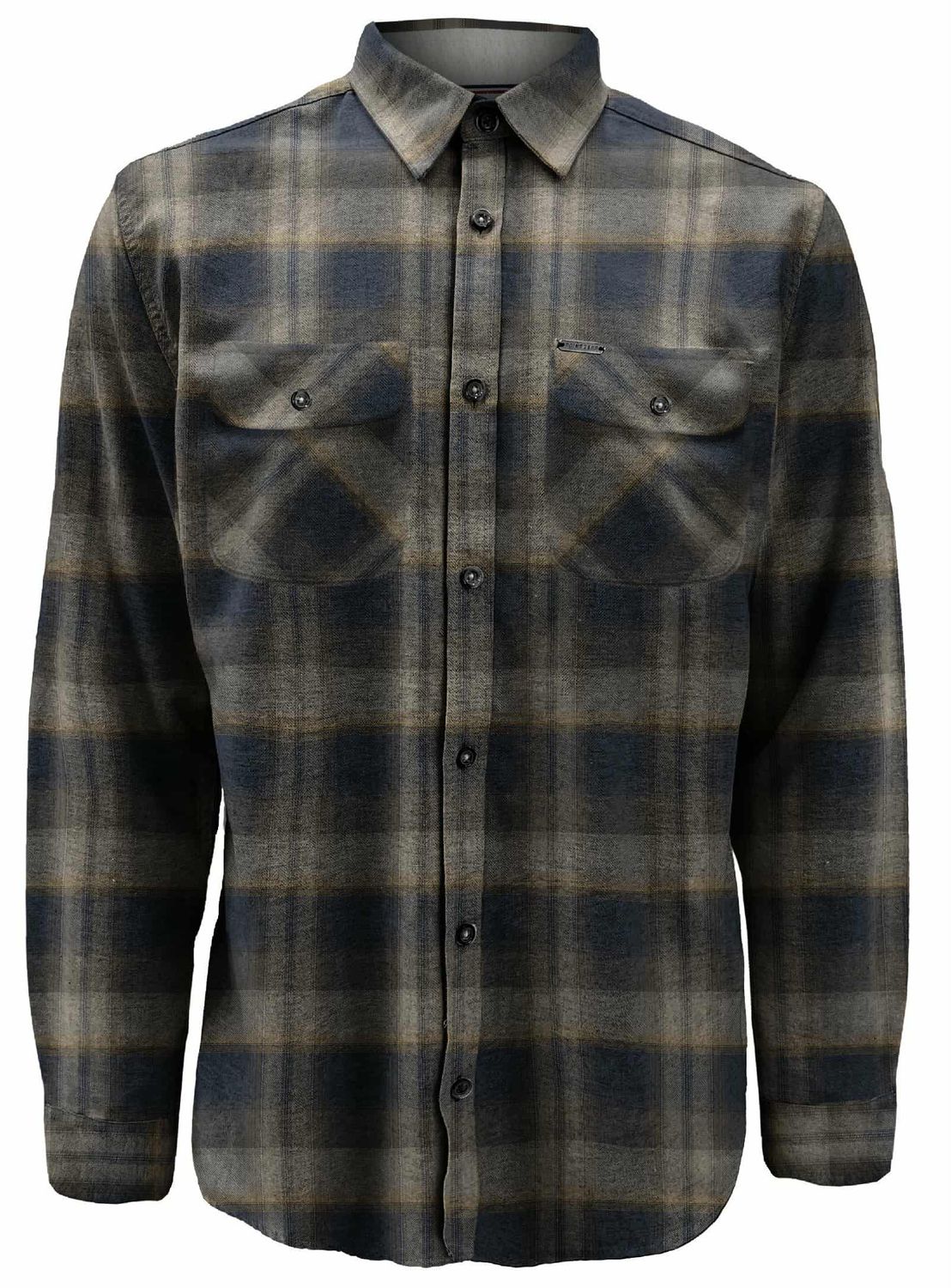 7564528  Checkered cotton blend long sleeve button shirt