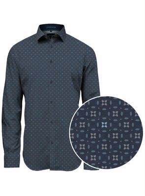 7564152 Men&#39;s long sleeve easy care printed button shirt