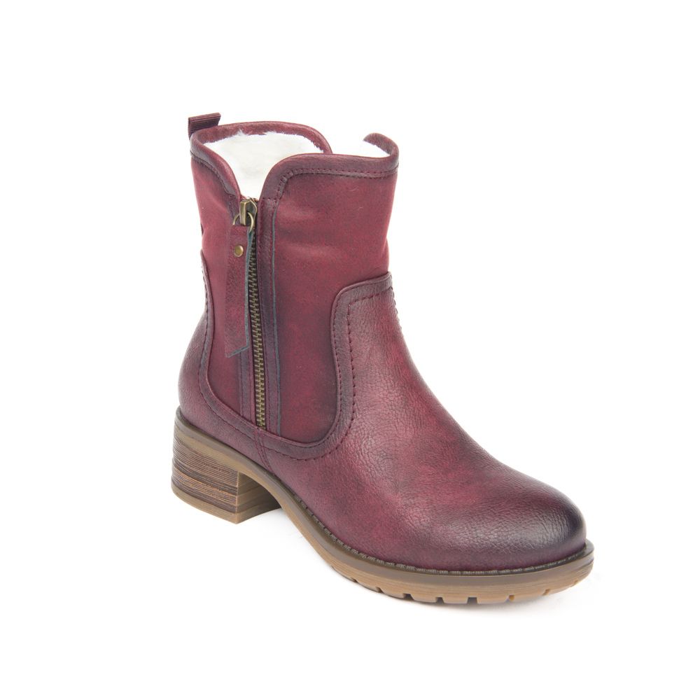 GWEN-2 Short ladies inside zip entry boot w/outside zipper detail and fur lining