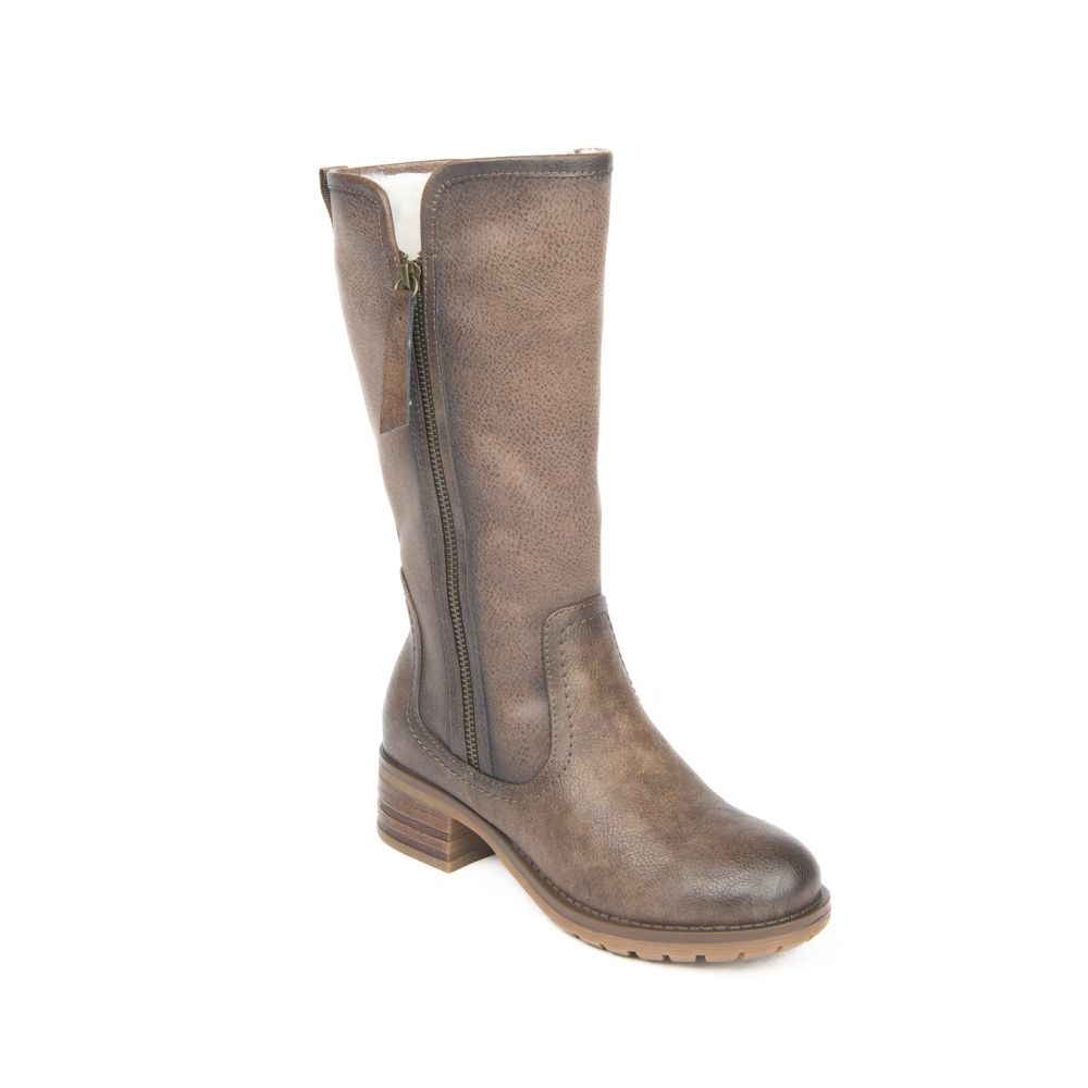 GWEN-3 Tall ladies inside zip entry boot w/outside zipper detail and fur lining