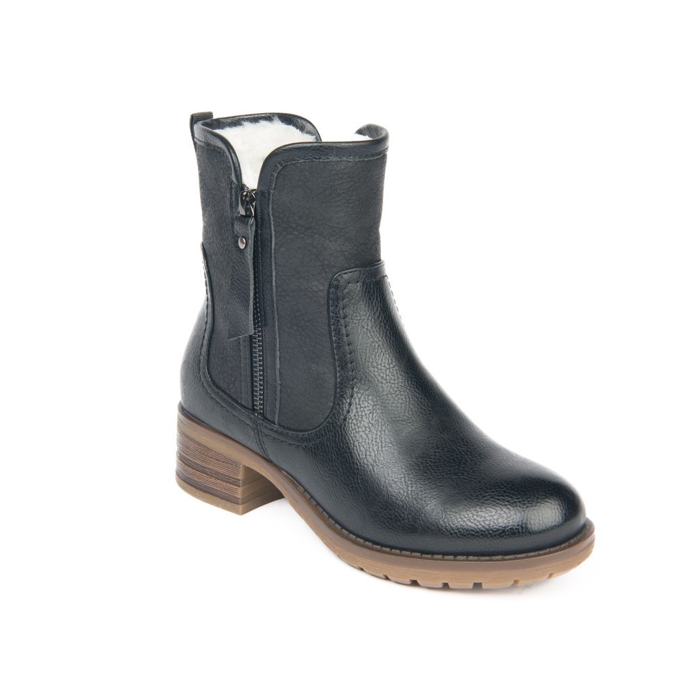 GWEN-2 Short ladies inside zip entry boot w/outside zipper detail and fur lining