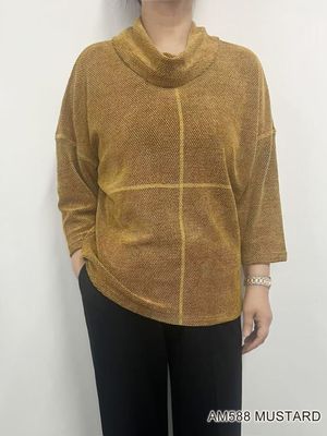 AM588 cowl neck light weight 3/4 sleeve sweater