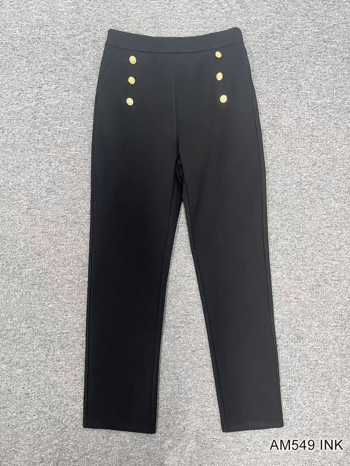 AM549 Stretch pant w/pockets and button detail