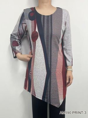 AM590 Asymmetrical pullover print top