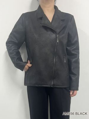 AM556 Faux leather zip jacket