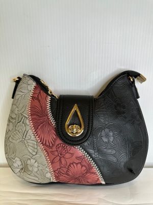 T1303B Small top zip hobo w/2 inside zips and extra crossbody strap