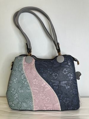 T1303A Top zip tote w/3 inside zips, back zip and extra crossbody strap